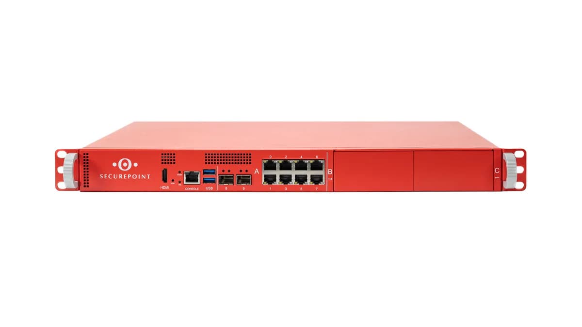Securepoint RC-Serie der Generation G6 als 19-Zoll-Rackgerät, Frontansicht